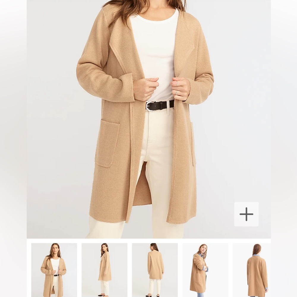 J. Crew Camel/Tan Open-Front Long Cardigan Sweater